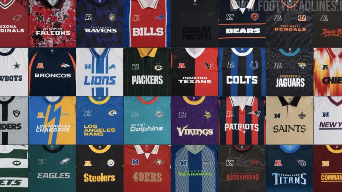 كرة القدم وكرة القدم الأمريكية وقمصان مشتركة