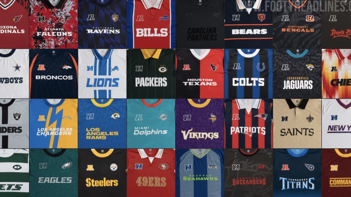 كرة القدم وكرة القدم الأمريكية وقمصان مشتركة